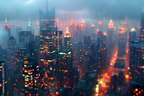 Wallpaper Mural Rainy Night Metropolis Cityscape Illustration Torontodigital.ca
