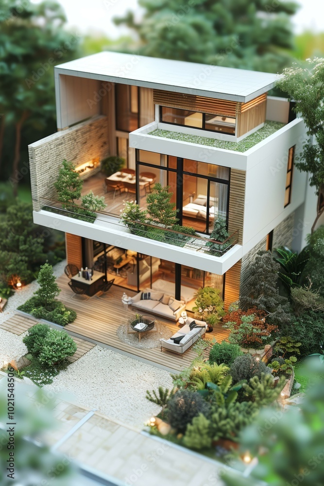 Miniature Model of Modern Two-Story House Miniature Model of Modern Two-Story House