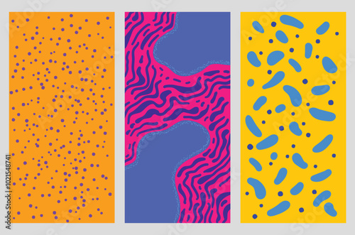A set of colorful abstract backgrounds: bright and stylish solutions for design projects. Abstract backgrounds made in bright and saturated colors. Ideal for creating spectacular visual materials.