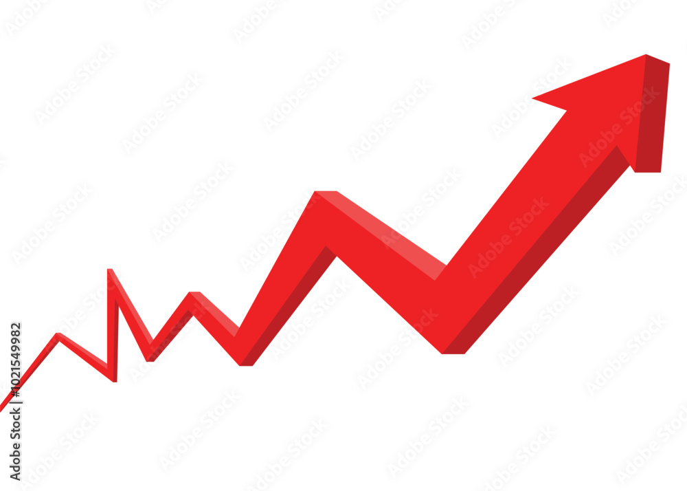 3D big business arrow graph going up start from thin line become bold arrow line 3D big business arrow graph going up start from thin line become bold arrow line