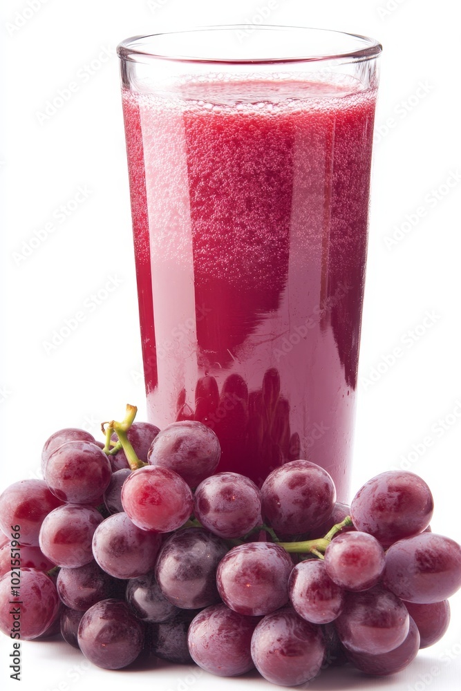 custom made wallpaper toronto digitalGlass of Refreshing Grape Juice With a Bunch of Grapes, Isolated on a White Background