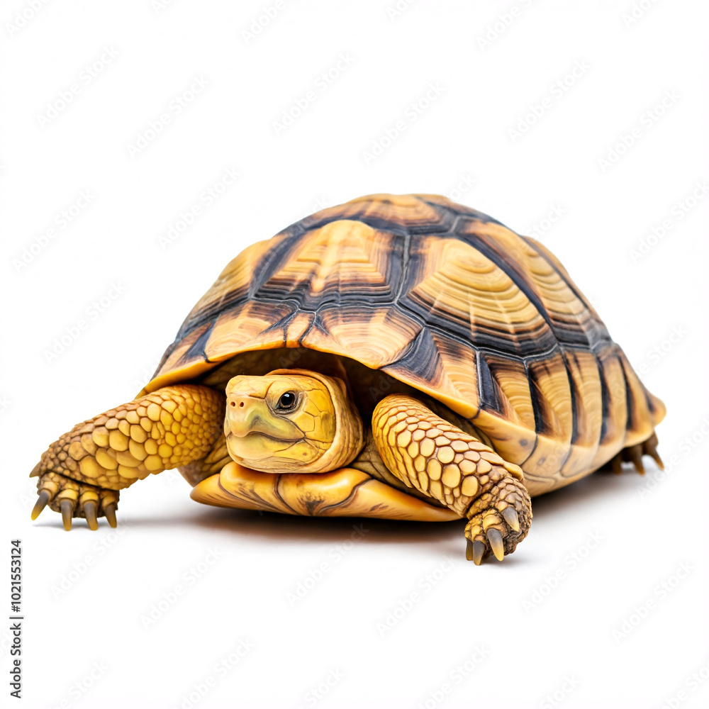 Obraz premium yellow and black tortoise shell on white background