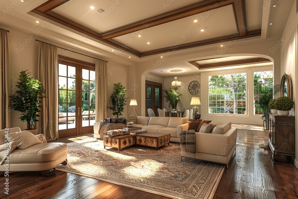 Fototapeta premium Luxury Living Room Interior Design Illustration