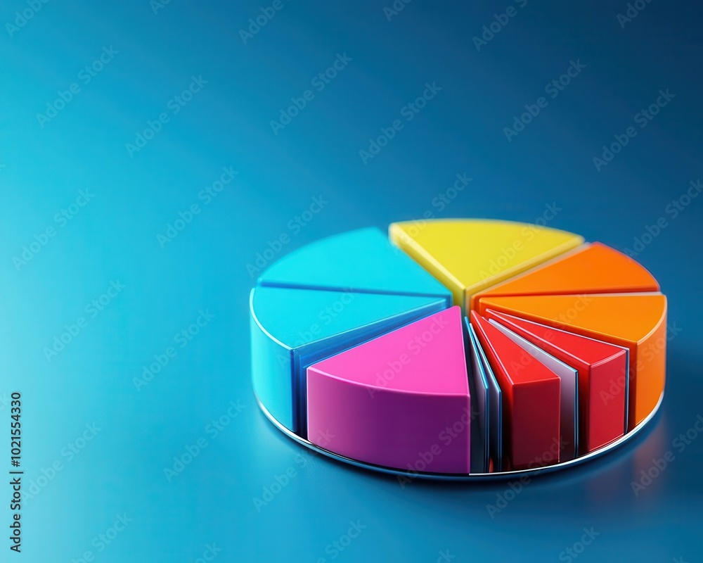 Fototapeta premium 3D pie chart of a fixed income fund with bond allocations, diversified portfolio, reliable performance