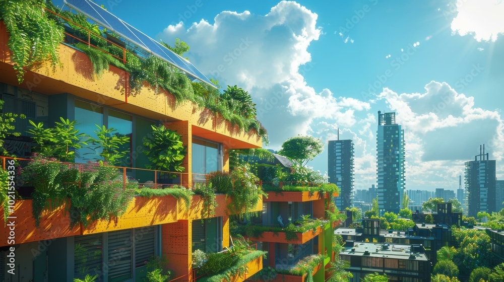 Obraz premium Green Architecture and Vertical Gardens for Sustainable Cities