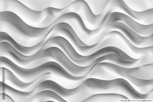 Seamless Artistic Wave Background, White 3D Render, Abstract Pattern with Subtle Texture