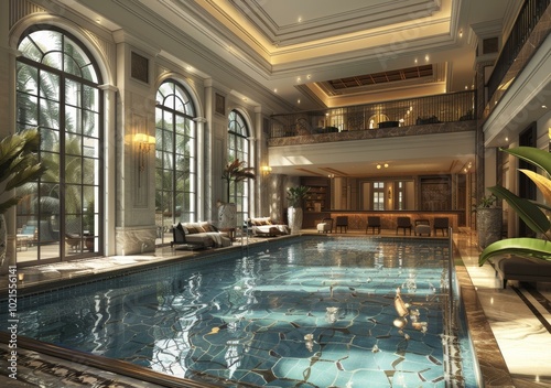 Luxurious Indoor Swimming Pool in a Grand Mansion