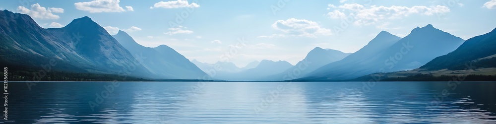 A serene lake with mountains in the distance and space for text A serene lake with mountains in the distance and space for text