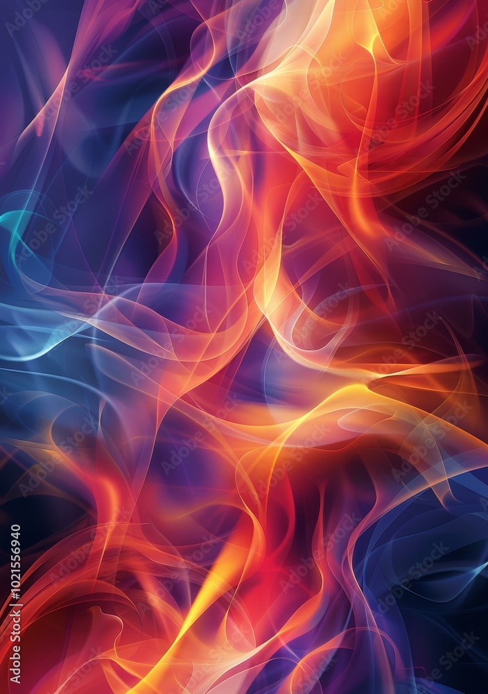 Fototapeta premium Abstract Colorful Flowing Flames Design