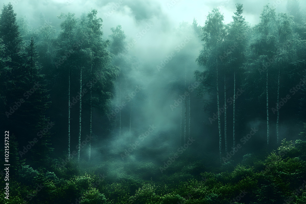 Fototapeta premium Misty Forest Landscape - Nature Photography