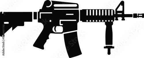 Gun silhouette on a white backing