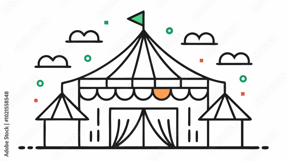 Obraz premium Event Tent Thin Line Icon Set: Festival, Circus, Party, Sales, Carnival, Awning, Marquee, and Pavilion Vector