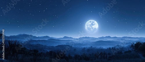 Full Moon Over Clear Night Sky