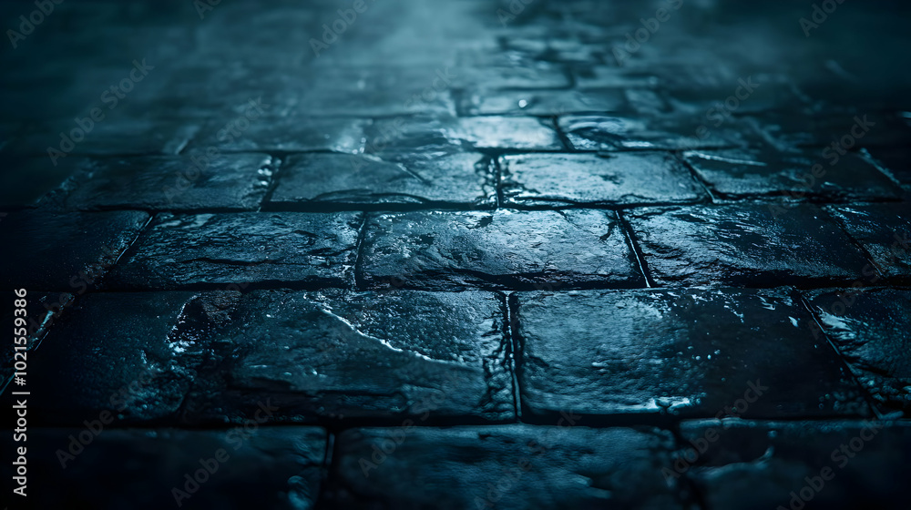 Obraz premium Dark Cobblestone Pathway Abstract Background