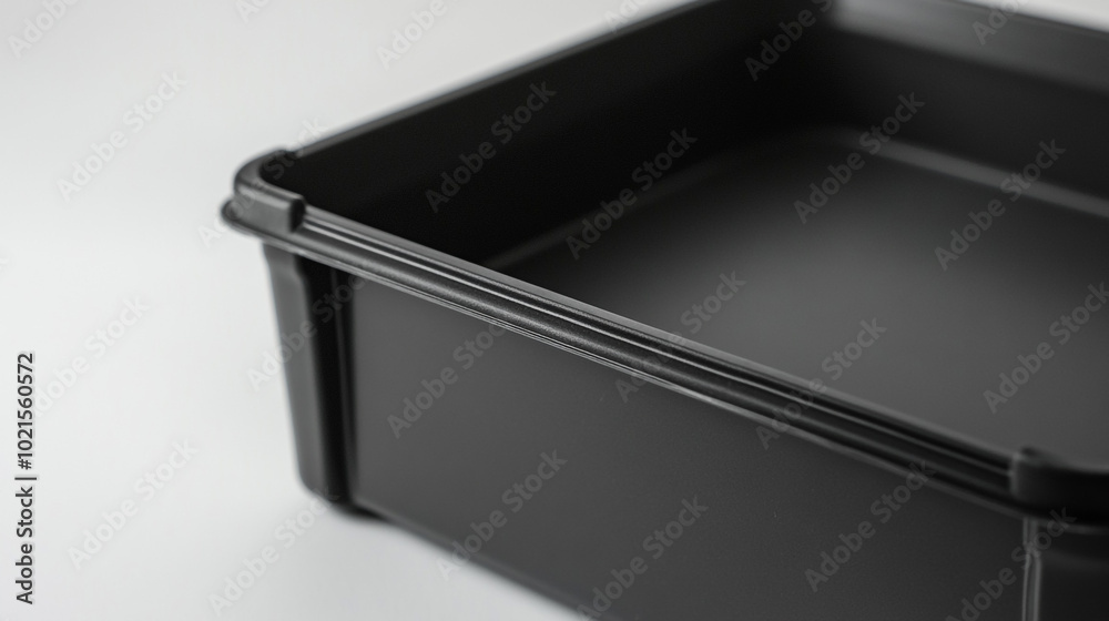 Black storage container on a plain background showcasing its sleek design and versatility