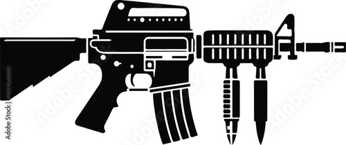 Gun silhouette on a white backing