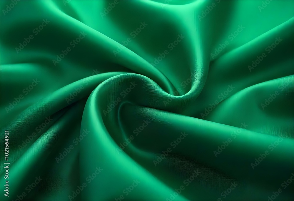 Obraz premium close up of a luxurious satin fabric in emerald green, illustrating the glossy sheen and smooth texture, with a hint of draping create with ai