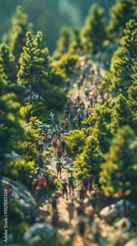 People walking on a forest path