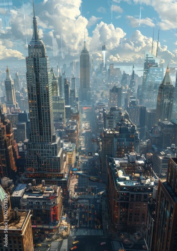 Futuristic Cityscape Aerial View