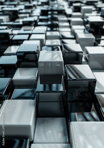 Black and white cubes background