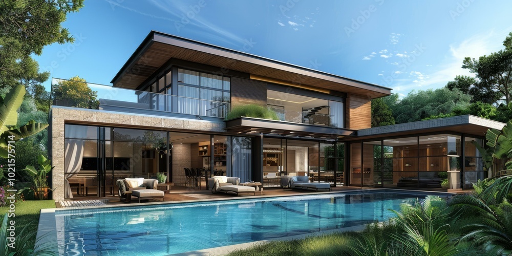 Modern Villa with Pool in Tropical Garden Modern Villa with Pool in Tropical Garden