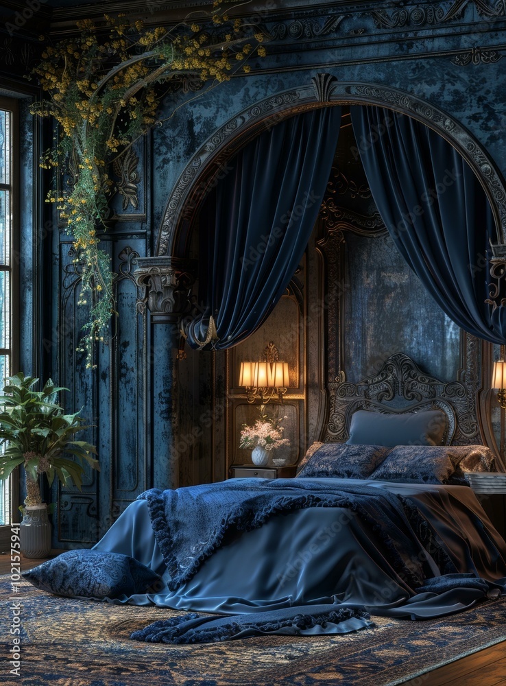 Dark Blue Luxurious Bedroom Interior Design Dark Blue Luxurious Bedroom Interior Design