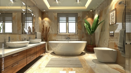 Modern Luxury Bathroom Interior Design Illustration