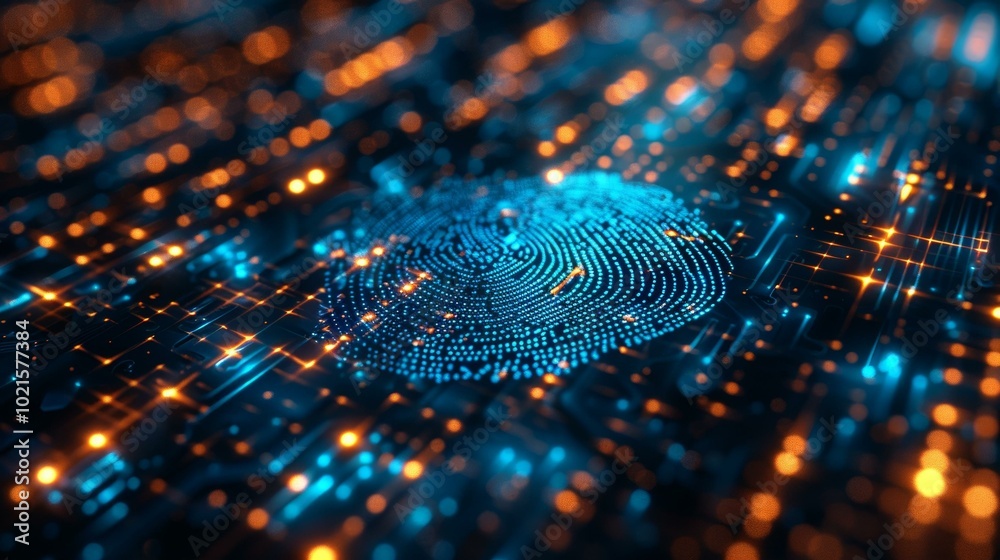 Blue fingerprint glowing in the dark Blue fingerprint glowing in the dark