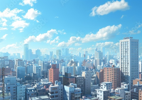 Cityscape Illustration on a Sunny Day