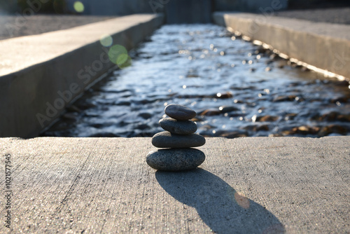 Photography Meditation stone with water