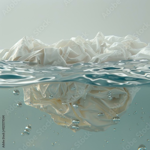 White cloth floating on the water surface photo