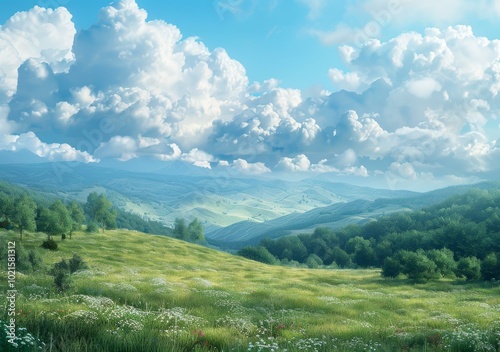 Majestic Mountain Landscape Under a Cloud-Kissed Sky