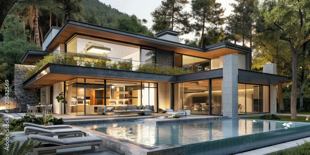 Modern Villa with Pool in a Forest Setting Modern Villa with Pool in a Forest Setting