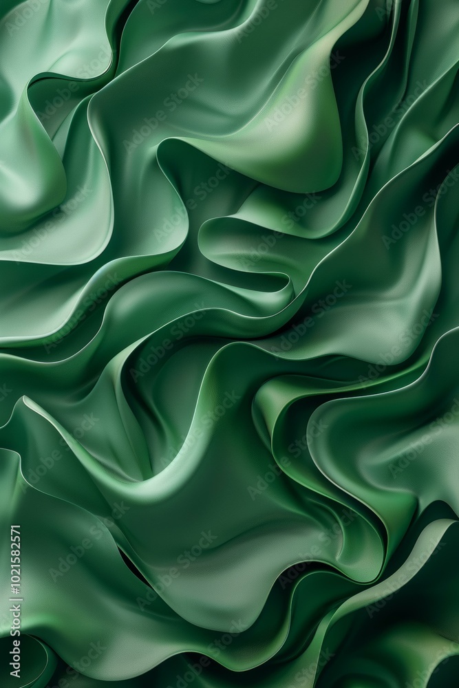 Fototapeta premium Abstract Green Flowing Fabric Texture