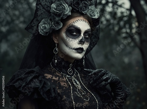 A spooky graveyard scene illuminated by flickering lights