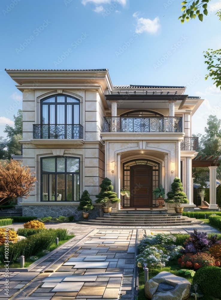 Luxury Mansion Exterior Design Illustration Luxury Mansion Exterior Design Illustration