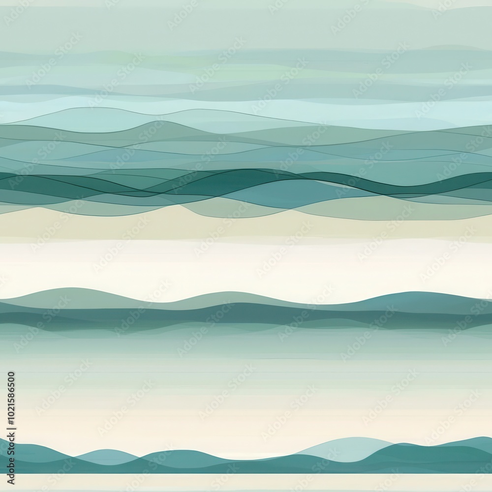 Serene Minimalist Abstract Waves in Muted Blue Tones, seamless pattern Serene Minimalist Abstract Waves in Muted Blue Tones, seamless pattern