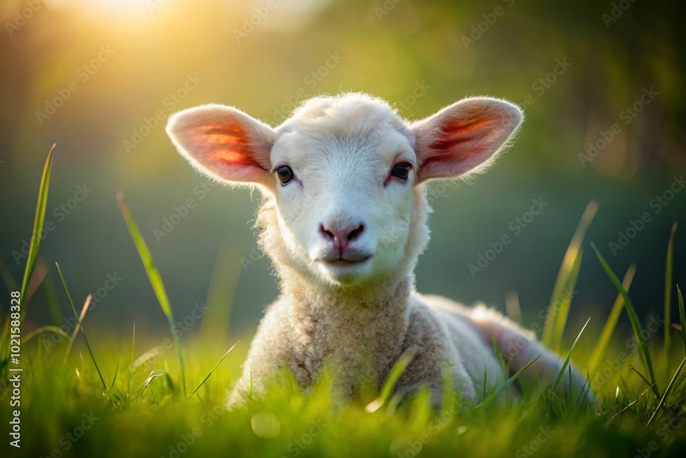 Symbolic representation of a lamb in a serene setting, embodying peace and spiritual significance Symbolic representation of a lamb in a serene setting, embodying peace and spiritual significance