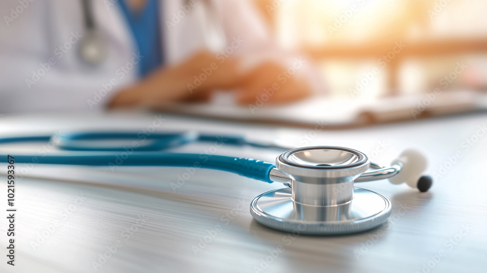 The stethoscope, an essential tool for medical professionals, is ready for use The stethoscope, an essential tool for medical professionals, is ready for use