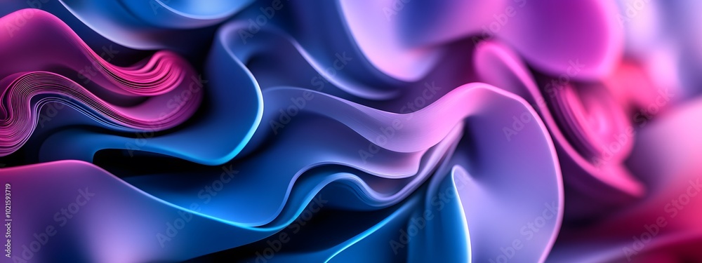 Fototapeta premium Abstract background with blue and purple wavy shapes, digital art, fluid design, modern design