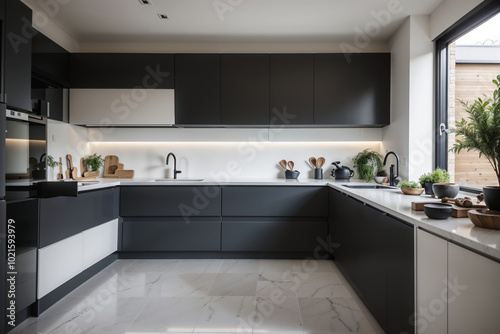 modern kitchen interior with kitchen