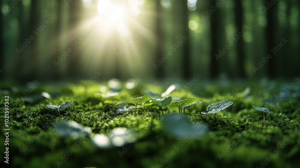 Sunlight beams gently illuminate small plants on a forest floor, highlighting life, growth, and the nurturing warmth found in undisturbed natural settings. Sunlight beams gently illuminate small plants on a forest floor, highlighting life, growth, and the nurturing warmth found in undisturbed natural settings.