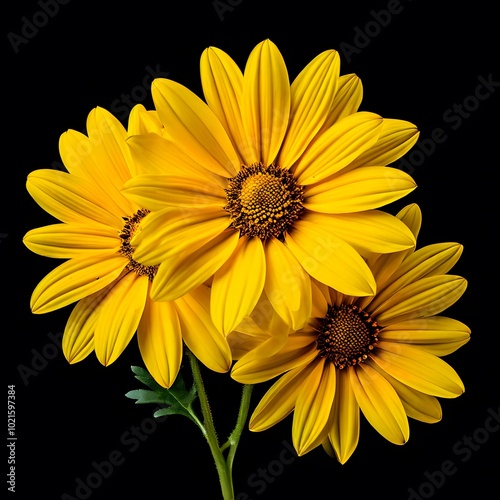 yellow flowers on white or transparent background