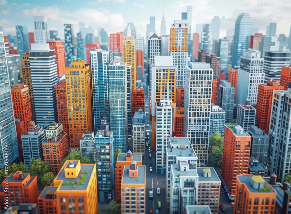 Fototapeta premium Colorful Cityscape Illustration
