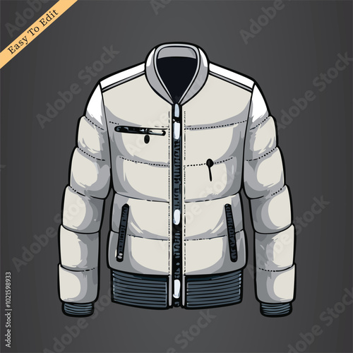 Winter jacket design flat sketch Illustration front and back view vector
