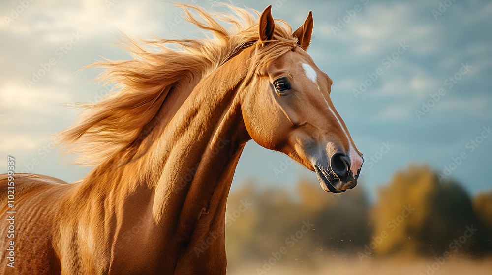 Golden Horse Portrait - Realistic Photograph Golden Horse Portrait - Realistic Photograph