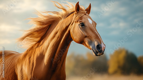 Golden Horse Portrait - Realistic Photograph