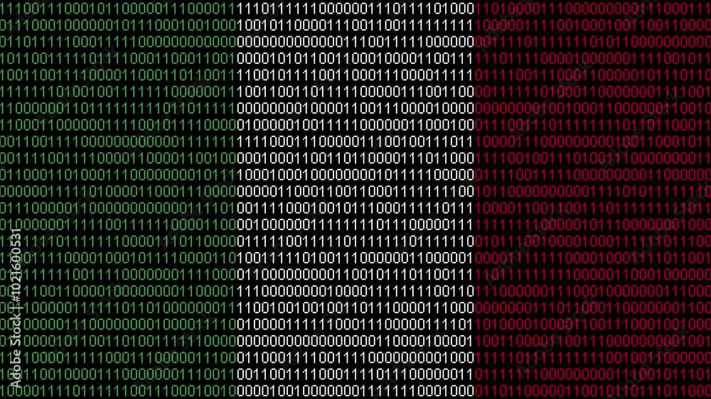 Binary code on flag of Italy. Program source code or Hacker concept on Italian flag. Italy digital technology security, hacking or programming