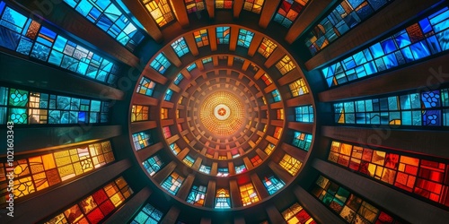 Stained glass oculus window photo