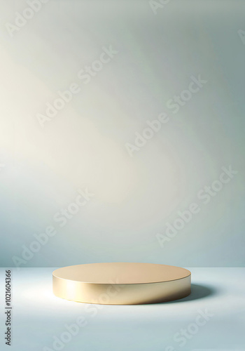 Two round soft golden podiums forming a cylinder on soft and diffused light background. photo